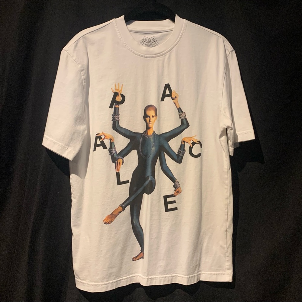 Palace Mens Handy Graphic T-Shirt Spell Out Crew Neck Sz S New White Green